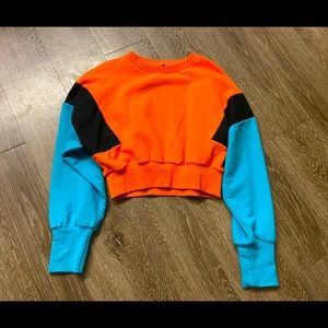Shein Cropped Color Block Sweatshirt